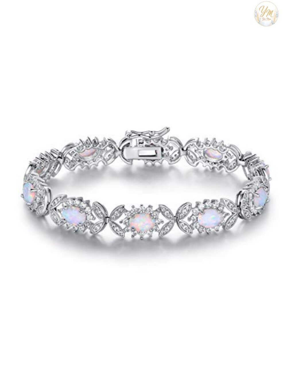 18K Gold Plated Created Opal Tennis Bracelet Women's Gift